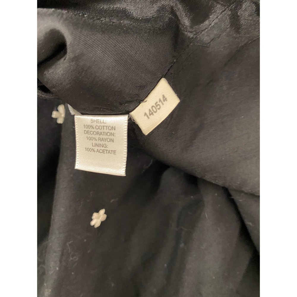 Ann Taylor Loft Tea Party Embroidered A-Line Black And White Polka Dots Size XS - Picture 8 of 8